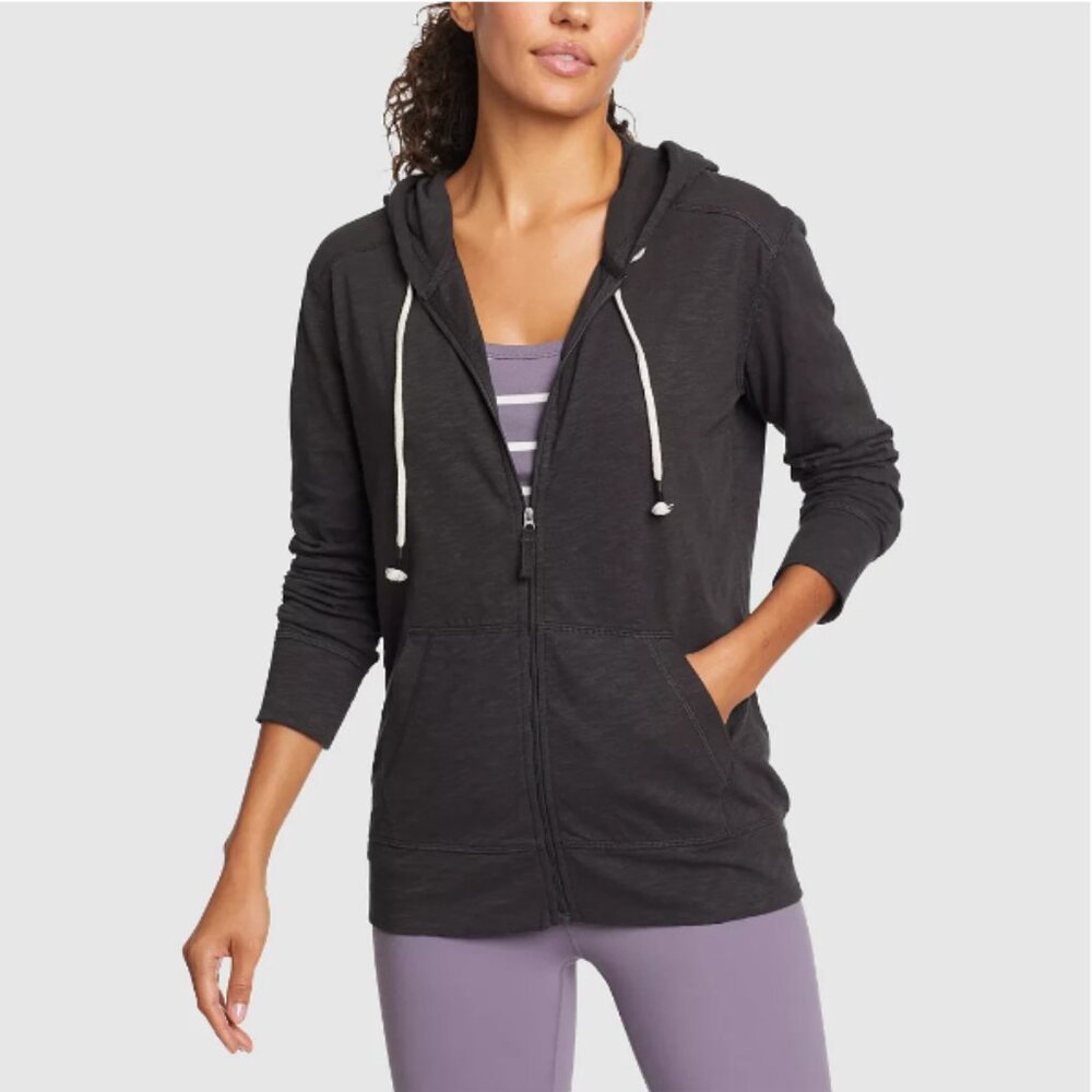 Eddie Bauer Women's Legend Wash Slub Full Zip Hoodie - NWT  Atlantic Navy Blue L - Picture 12 of 13